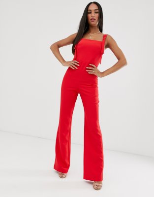 red square neck jumpsuit