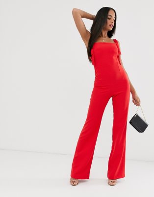 red square neck jumpsuit