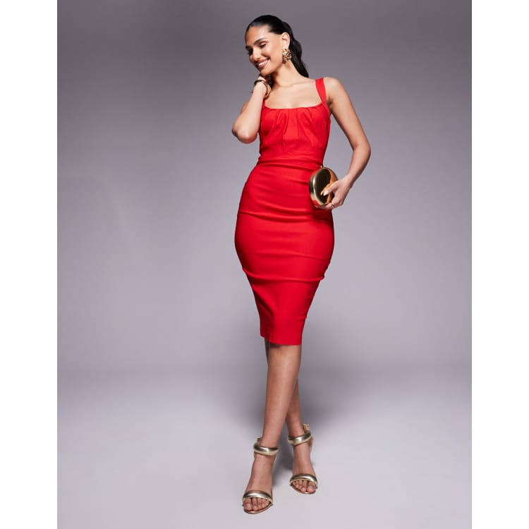open lace back dress Zada | Square Neck Midi Dress