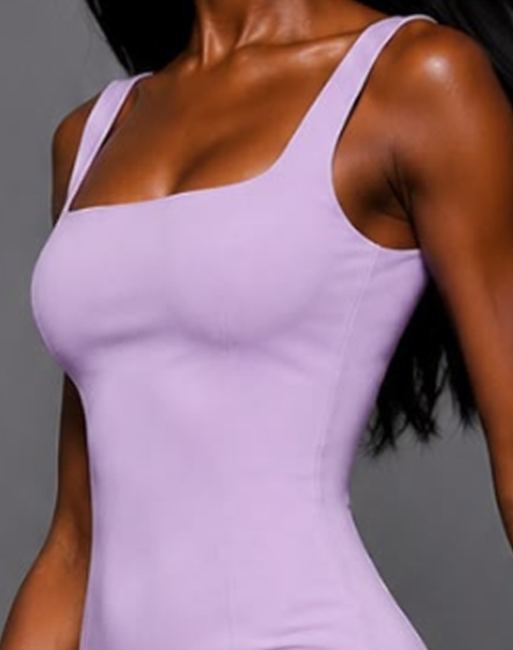 Vesper Square neckline fishtail midaxi dress in lilac, 3 of 5
