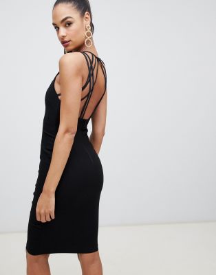 black strappy dress midi