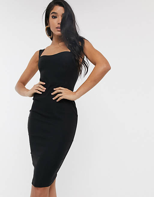 Vesper structured top midi dress in black | ASOS