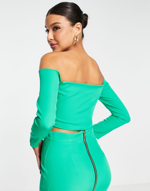 Turquoise bardot top hot sale