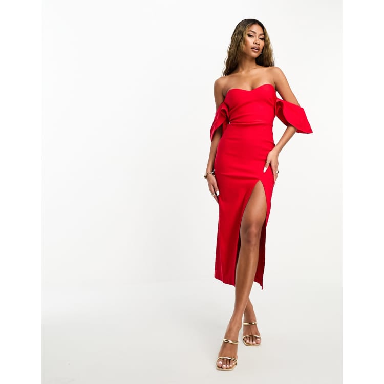 Bright red store bodycon dress