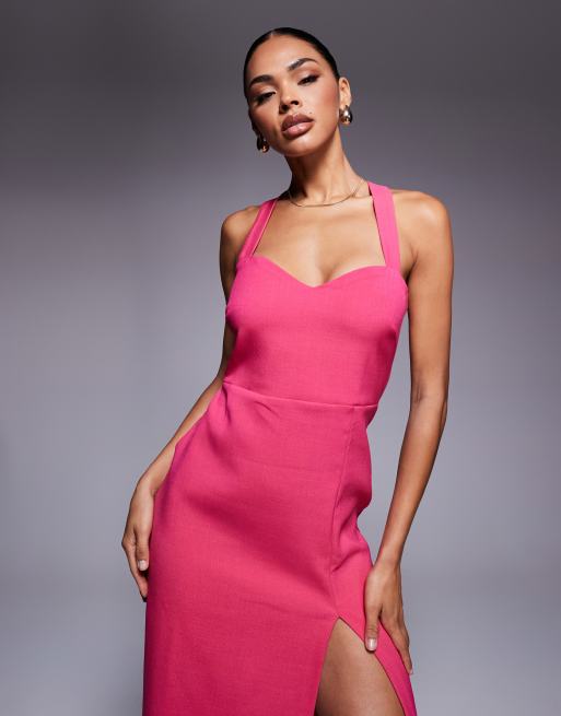 Vesper Sweetheart neckline midaxi dress with cross back straps in