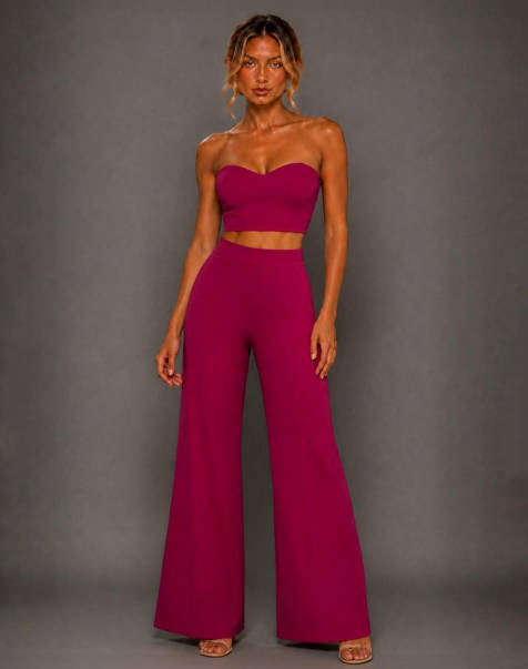 Vesper Sweetheart strapless crop top in magenta - view 1