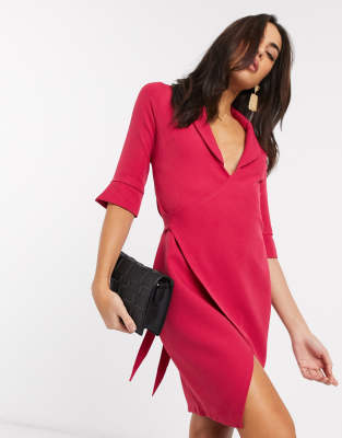 fuschia pink wrap dress
