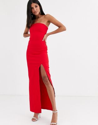 red maxi split dress
