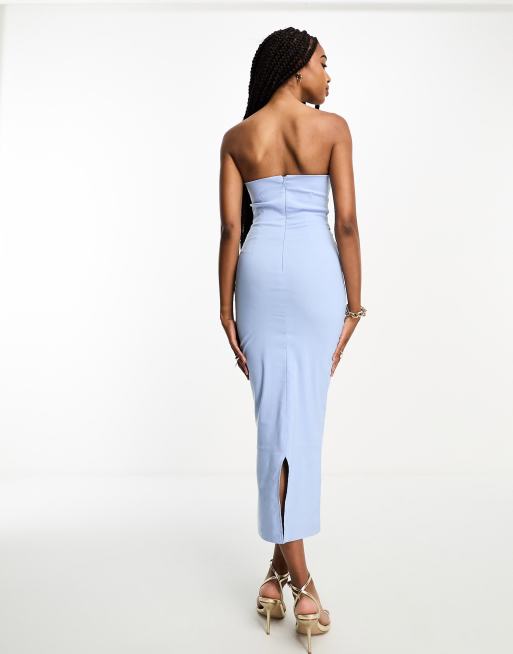 Vesper Tall bandeau midi dress in icy blue