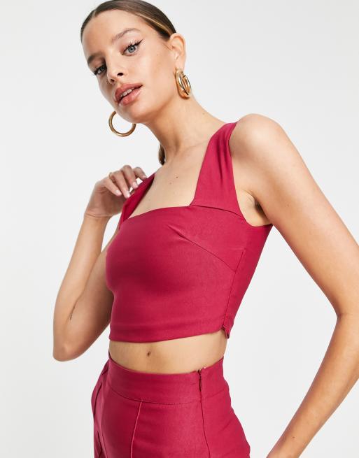 Vesper Tall - Crop top van co-ord set in framboos, 2 van 4
