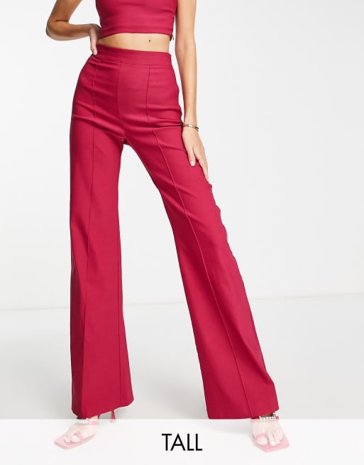 Vesper Tall - Pantaloni a fondo ampio color lampone in coordinato