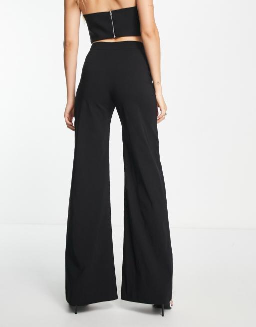 Vesper Tall - Pantaloni a fondo ampio in bengalina neri a contrasto, 3 di 4