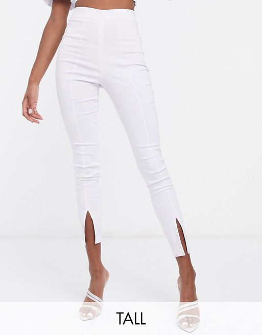 Vesper Tall skinny trousers with split front detail co ord in white