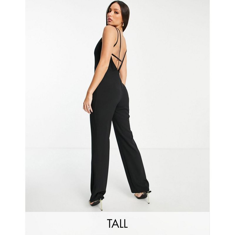 Tute jumpsuit e corte Donna Vesper Tall - Tuta jumpsuit nera con fondo ampio e schiena scoperta