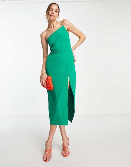 Vestito con spallina sottile e gonna al polpaccio con spacco frontale verde Asos Donna Abbigliamento Gonne Gonne con spacco 