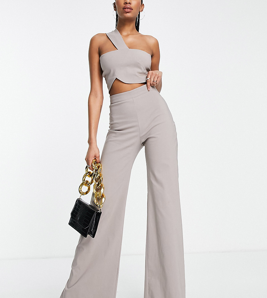 Vesper Tall wide leg pants in taupe - part of a set-Gray