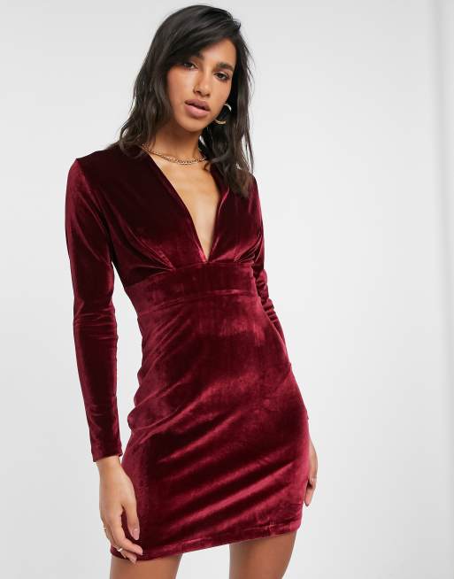 V neck velvet outlet dress