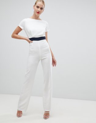 white slim leg jumpsuit