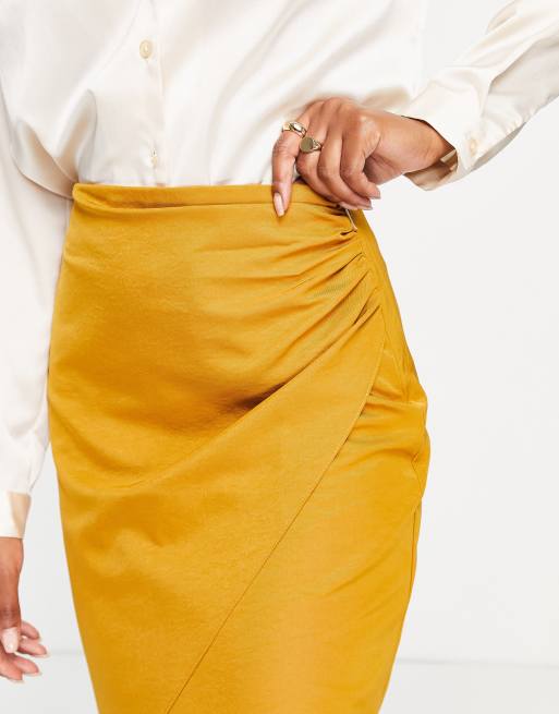 Mustard wrap 2025 midi skirt