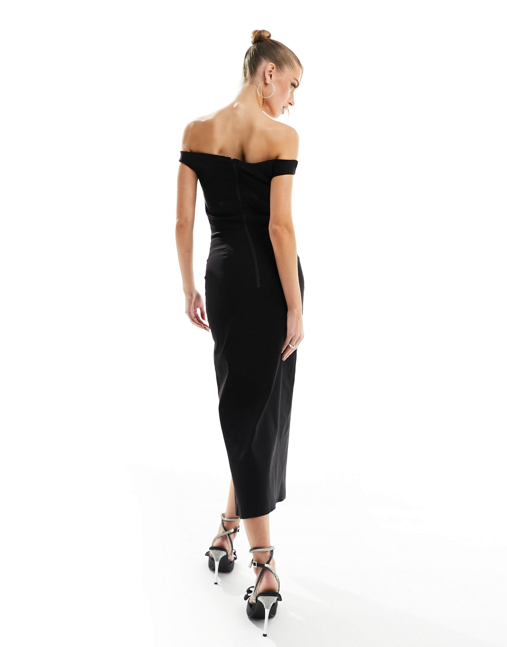 vesper zip back detail midi dress in monochrome