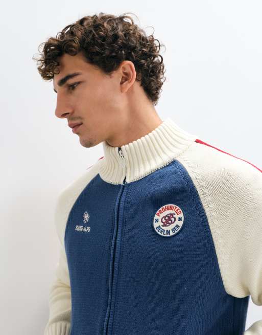 Veste de survêtement en maille zippée sur toute la longueur bleu Swiss Alps, 4 de 5