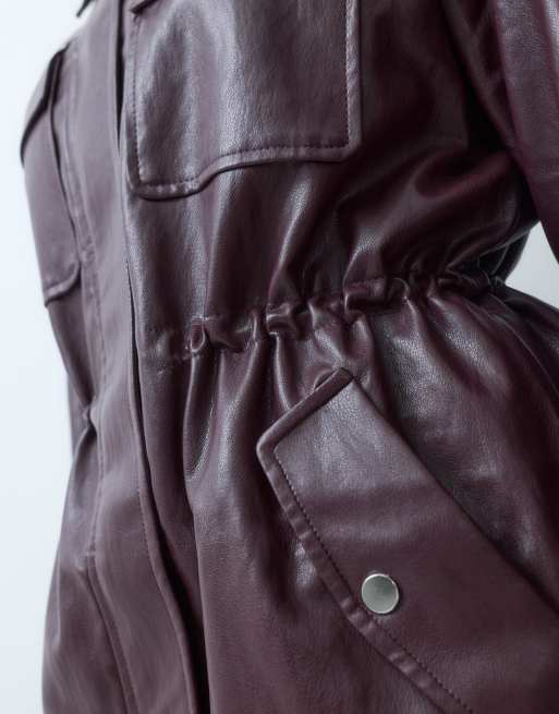 veste en imitation cuir marron foncé à nouer à la taille, 4 de 4