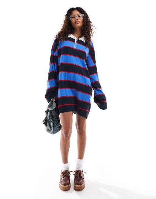 Vestido a rayas estilo rugby con cuello tipo polo de COLLUSION