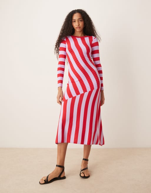 Vestido a rayas lilas de manga larga de punto de Scalpers ASOS