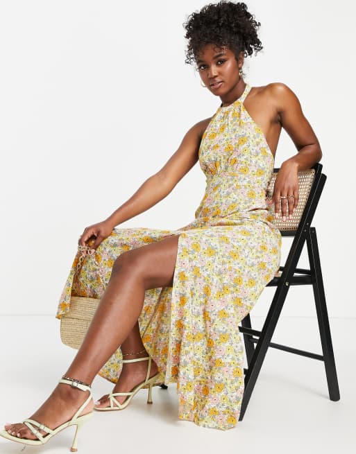 Vestido amarillo con cuello halter Holly de Nobody's Child 