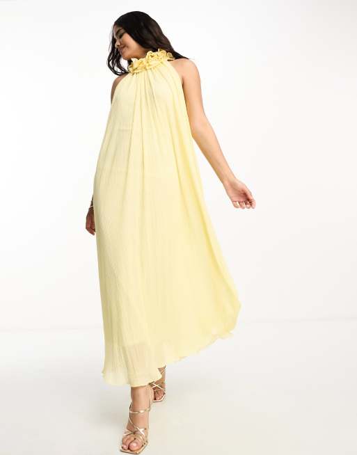 Vestido best sale amarillo plisado