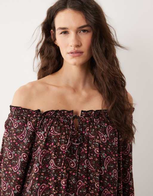 Vestido amplio con estampado de cachemir de fibras hiladas de Miss Selfridge, 4 de 4