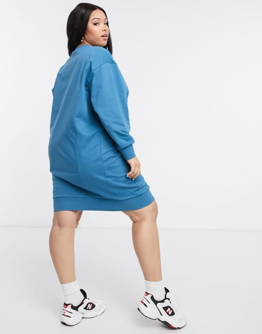 Vestido azul de estilo sudadera con detalles de costura de ASOS DESIGN Curve, 2 de 4