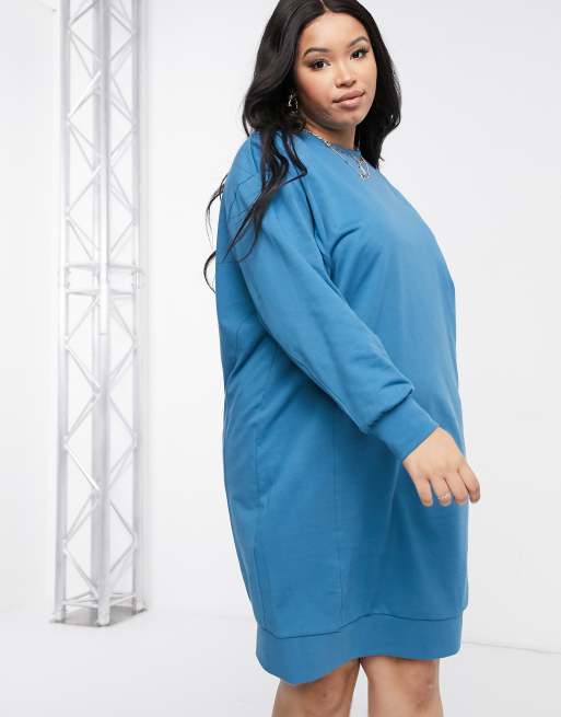 Vestido azul de estilo sudadera con detalles de costura de ASOS DESIGN Curve, 4 de 4