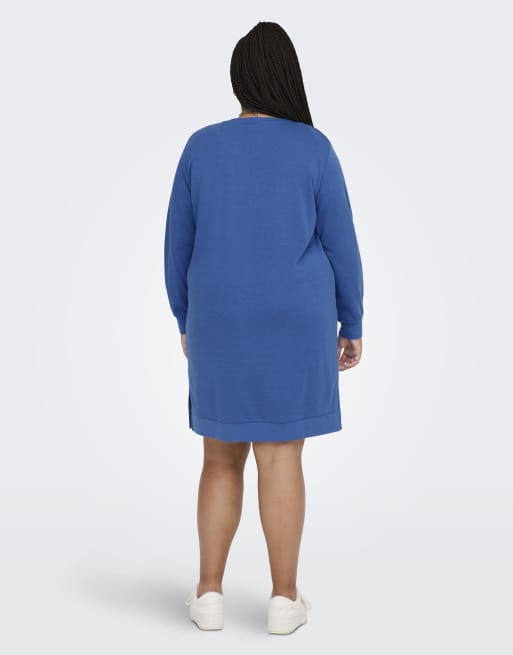 Vestido azul intenso estilo sudadera de ONLY Curve ASOS