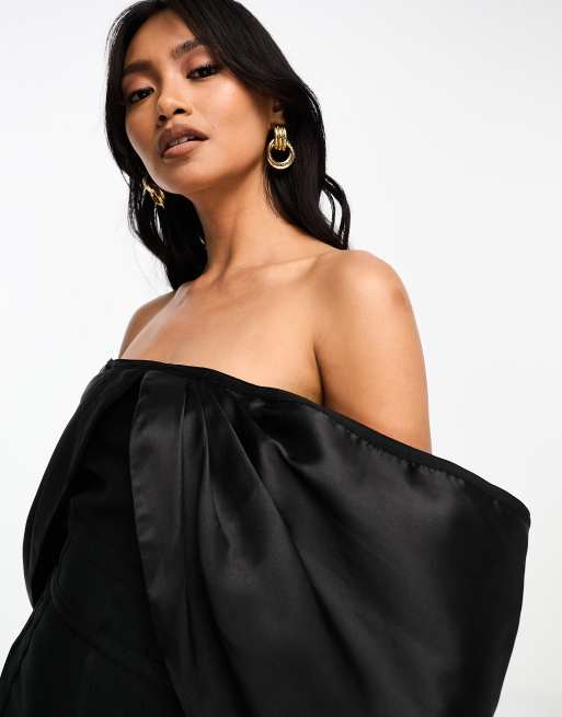 Vestido bandage midi negro con escote Bardot de ASOS DESIGN, 2 de 4