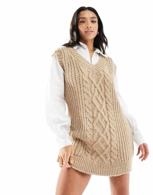 Vestido beis con diseño híbrido de jersey de River Island Petite, 4 de 4