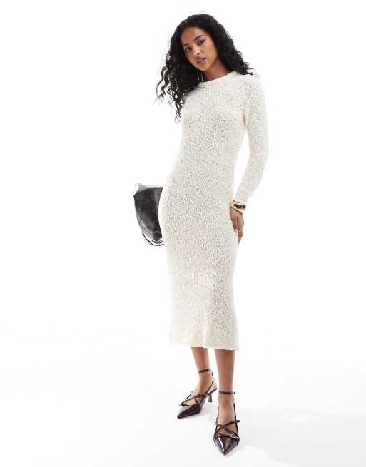 Vestido beis de punto texturizado de ONLY
