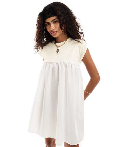 Vestido blanco amplio de mezcla de fibras de punto liso de COLLUSION - view 1