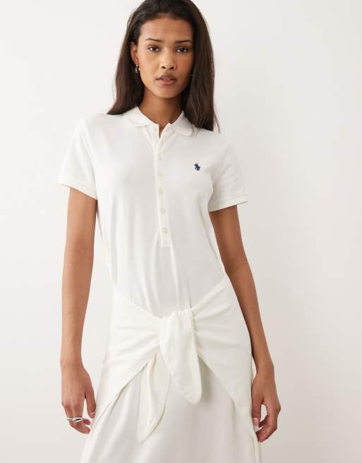 Vestido blanco estilo polo con logo de icono de algodón de Polo Ralph Lauren, 2 de 4