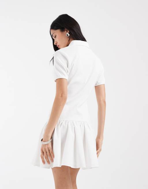 Vestido blanco estilo polo de popelina acanalada de Tommy Jeans, 4 de 4