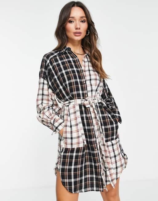 Vestido camisero a cuadros variados de algodón Panita de French Connection - MULTI