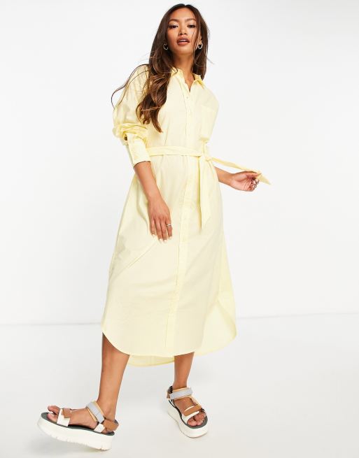 Vestido camisero amarillo extragrande de Mango