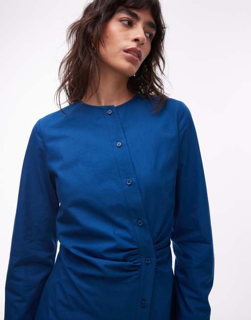 Vestido camisero azul marino asimétrico sin solapas de ASOS DESIGN, 3 de 4