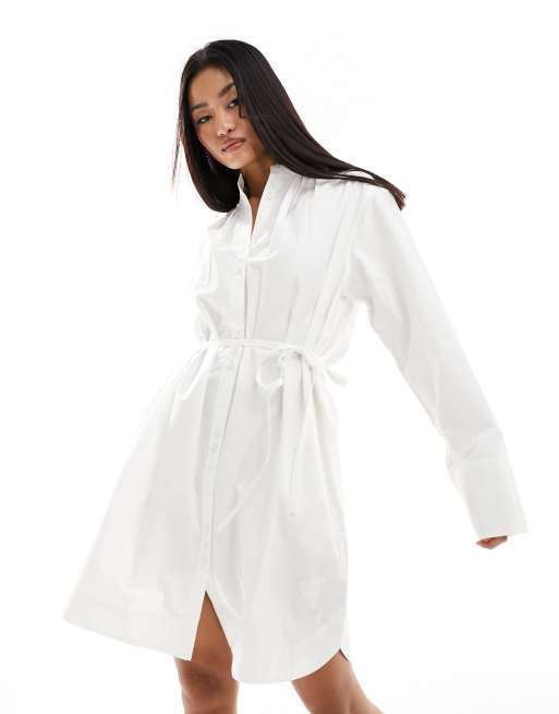 Vestido camisero blanco de manga ancha de French Connection 