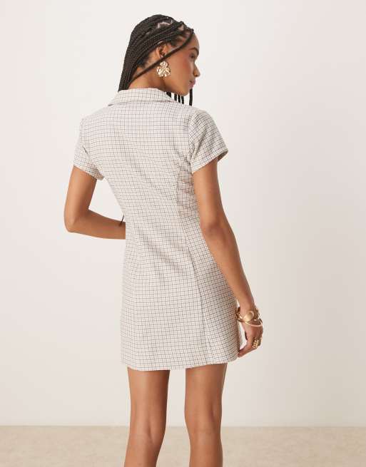 Vestido camisero corto a cuadros con solapas de ASOS DESIGN, 4 de 4