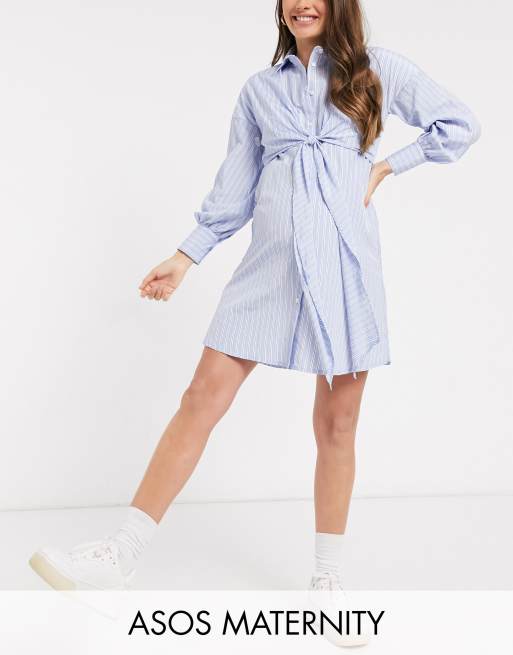 Vestido camisero corto a rayas con parte delantera cruzada para lactancia de ASOS DESIGN Maternity
