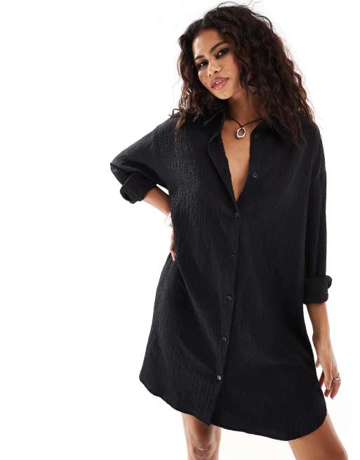 Vestido camisero corto beis extragrande de Monki