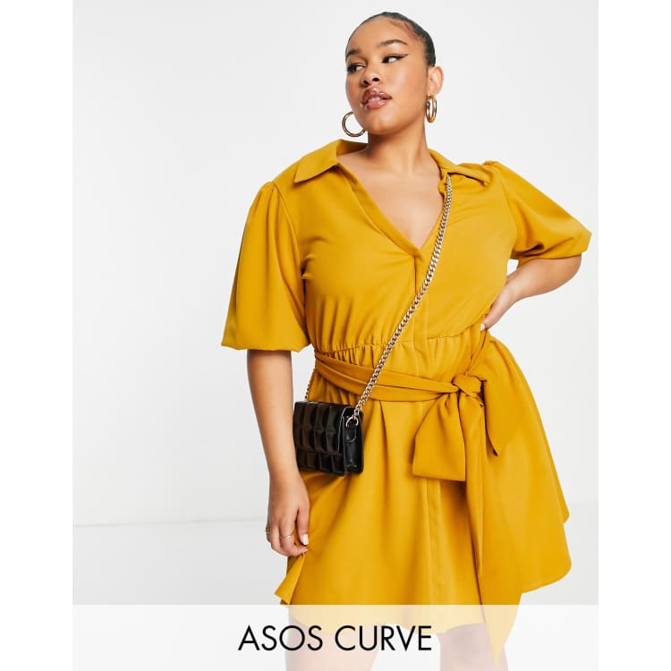 Vestido on sale camisero mostaza