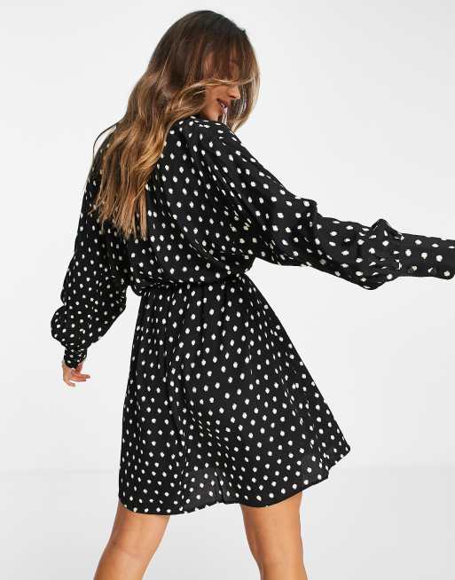 Demostrar Una buena amiga cadena Vestido camisero de lunares negro de Mango | ASOS