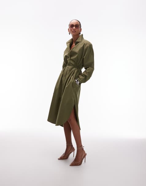 Vestido camisero largo verde oliva extragrande de ASOS DESIGN - view 1